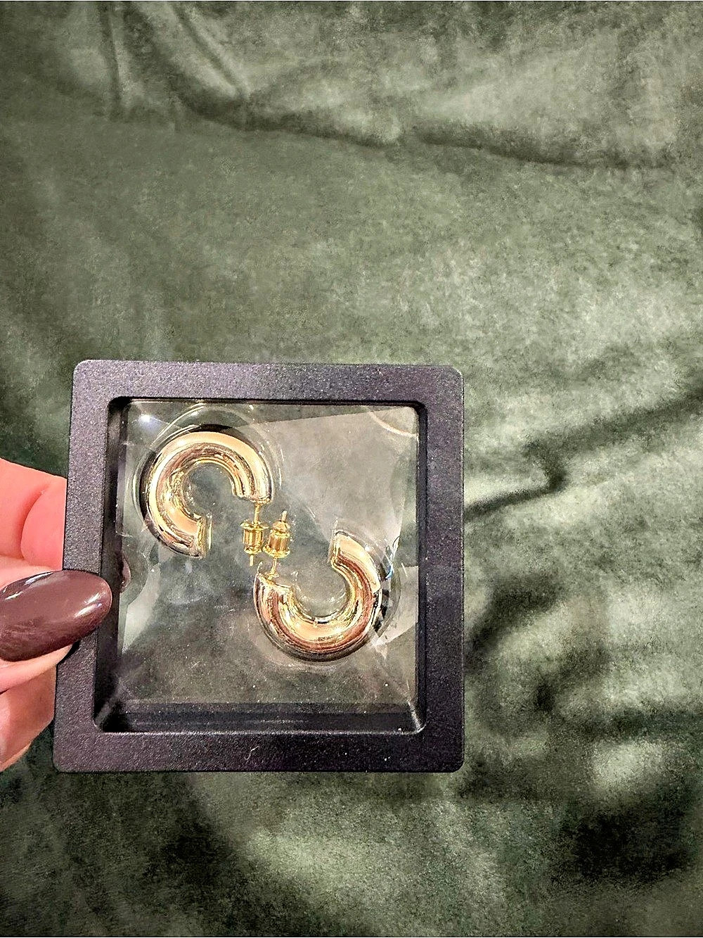 Gold Textured Hoop Earrings Like New